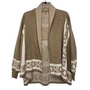 Lapis Viscose Wool Aztec Boho Open Front Cardigan Tan Size‎ L